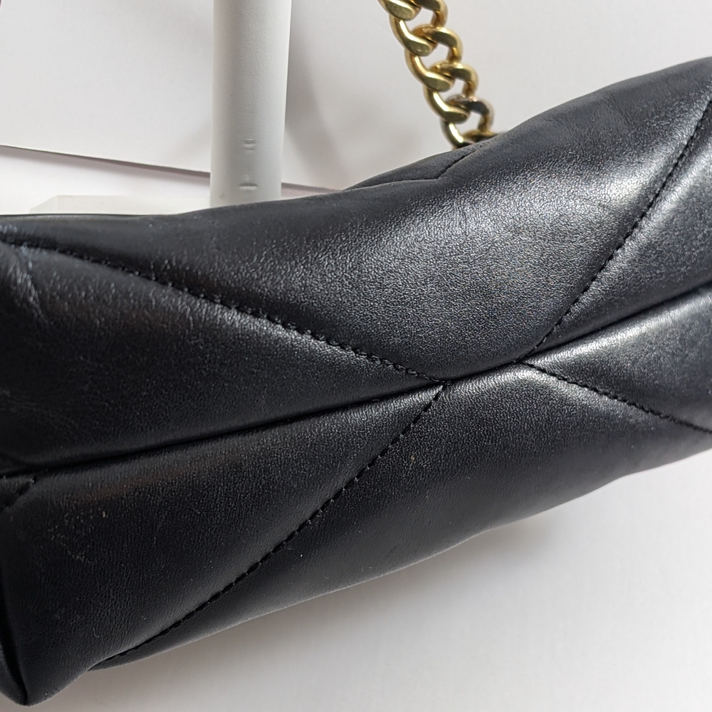 Rebecca Minkoff Black Quilted Leather Edie Crossbody with Gold Chain - Picture 3 of 16